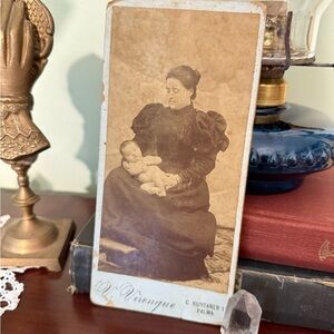 Antique cabinet photo - mother and baby
